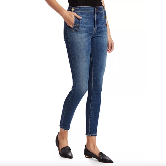 Frame Denim Le High Skinny Button Trim Jeans in Lupin Wash, Size 26 - Picture 9 of 11